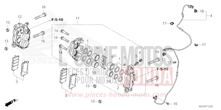 ETRIER DE FREIN AVANT de Africa Twin Méca MAT BALLISTIC BLACK METALLIC (NHA86) de 2024